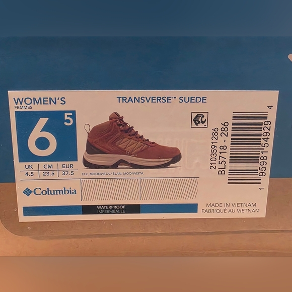 Columbia Transverse Suede Boots Sneakers Womens 6.5 Waterproof Hiking Shoes NIB - Picture 9 of 11
